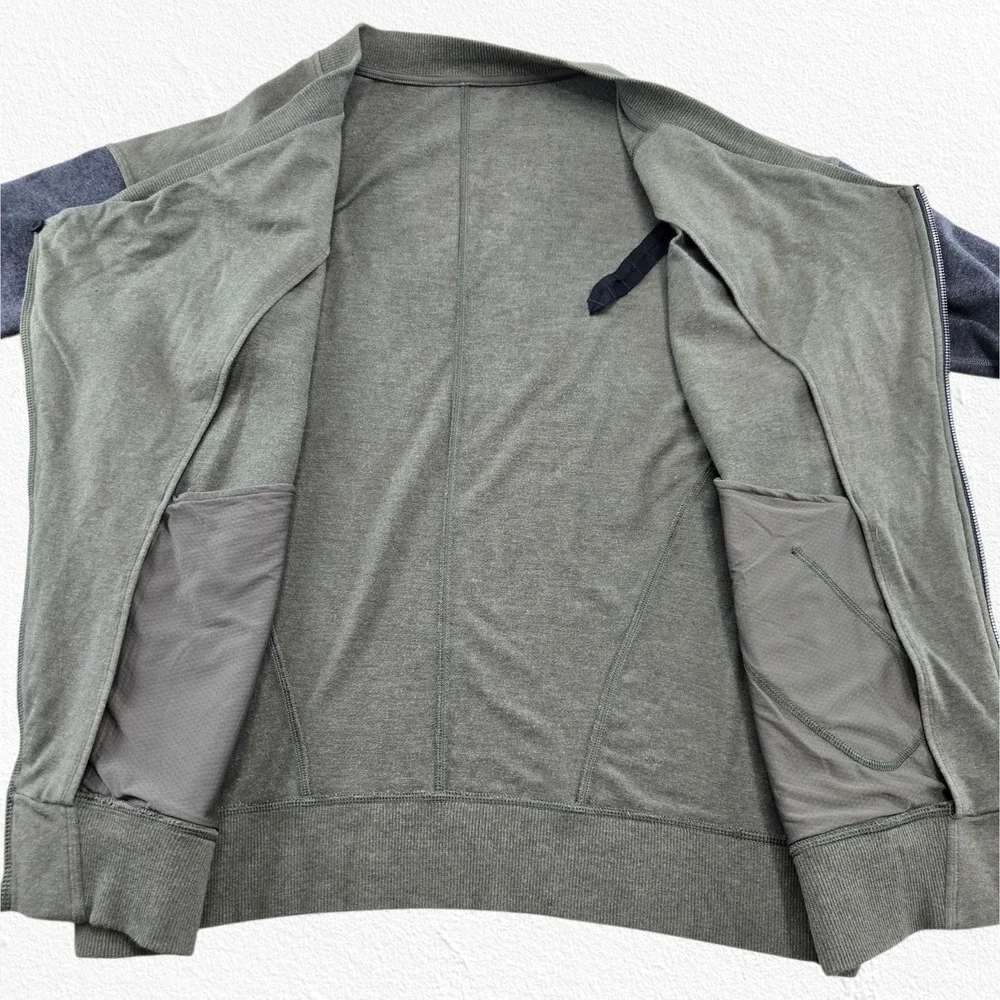 Lululemon Olive Gray Asymmetrical Zip Jacket Cotton Men's Sweatshirt Size Medium